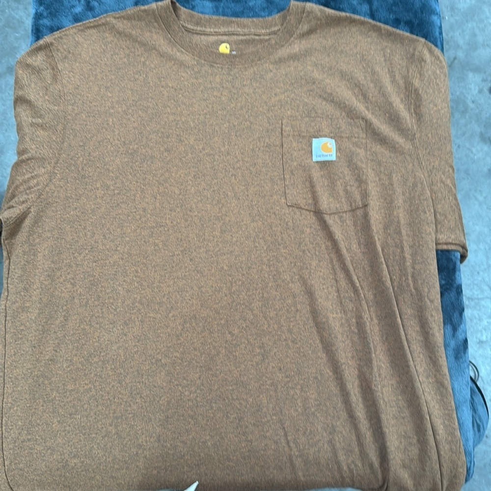 Carhartt Men's Size XL Tall T Shirt Loose Fit Pocket Tee Logo Front ColorBrown
